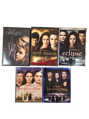 Twilight Saga 5 Movie Lot DVD Blu-ray New Moon Eclipse Breaking Dawn 1 2